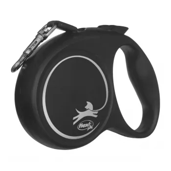 Flexi Black Design M automātiskā suņu pavada, 5 m lente, suņiem līdz 25 kg