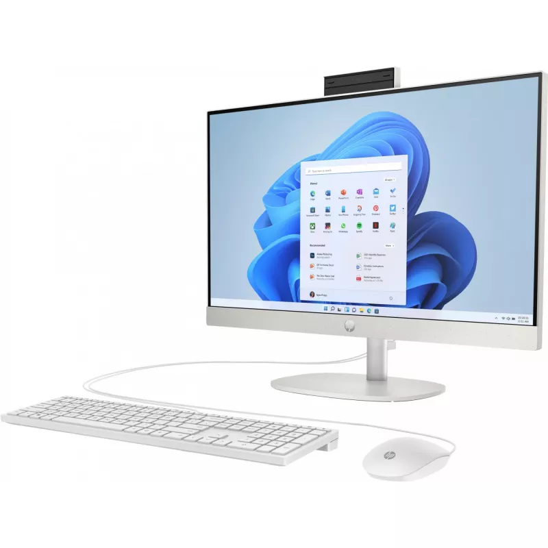 HP 24-cr0009ng All-in-One dators AMD Ryzen™ 3 7320U 60,5 cm (23,8 inch) 1920x1080 8 GB LPDDR5 512 GB SSD Windows 11 Home Wi-Fi 6 Balts