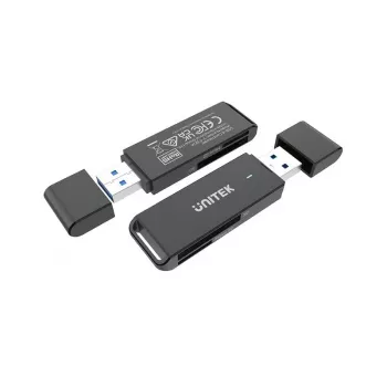 Karšu lasītājs Unitek Y-9327A USB 3.2 Gen 1 Type-A — MicroSD/SD, 2 sloti, 5000 Mbit/s, melns