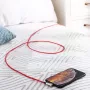 USB–Lightning kabelis Aukey CB-AL01 sarkans — neilona pīts, Lightning savienotājs Apple ierīcēm