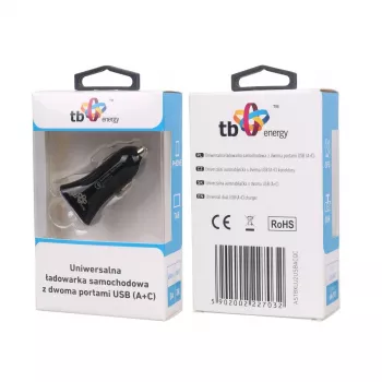 Universāls auto lādētājs USB A+C QC TB ASTBXLU2USBACQC