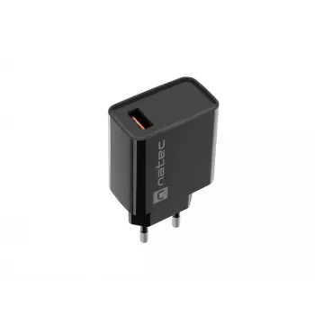 NATEC Ribera universāls sienas lādētājs 18W (USB-A, melns)
