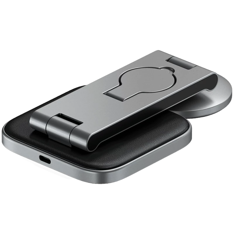 SATECHI 3-in-1 Salokāms Qi2 Bezvadu Lādētājs (Space Gray) ar A, C, G spraudņiem