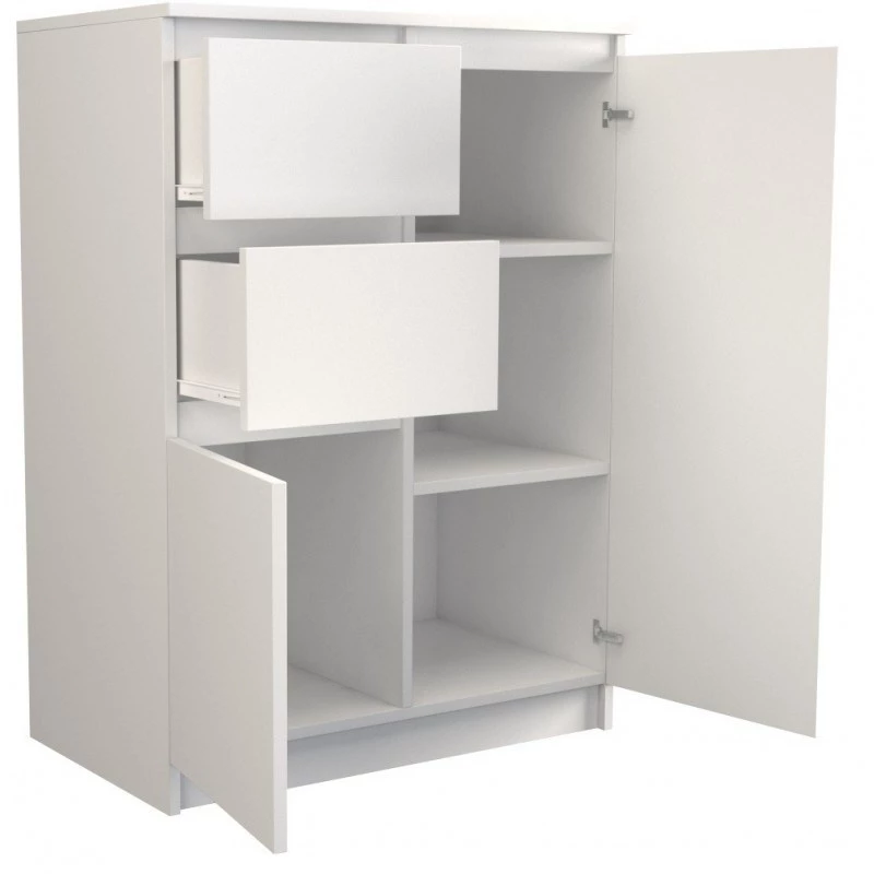 Kumode Top e shop 2D2S BIEL — 2 atvilktnes, balta, 700×400×970 mm, skaidu plātne