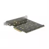 DeLOCK 89888 PCIe interfeisa karte ar četriem M.2 slotiem SATA diskiem