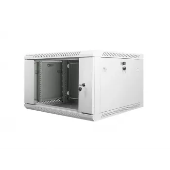 Lanberg sienas montāžas 19 inch 6U 600x600mm pelēks skapis ar stikla durvīm