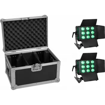 LED gaismu komplekts EUROLITE CLS-9 QCL RGB/WW 9x7W — 9 gaismekļi, QCL RGB/WW gaismas diodes, 7W katrs