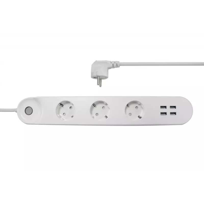 Viedā pagarinātāja Denver SHP-300U 3× Type E kontaktligzdas 4× USB-A Balta