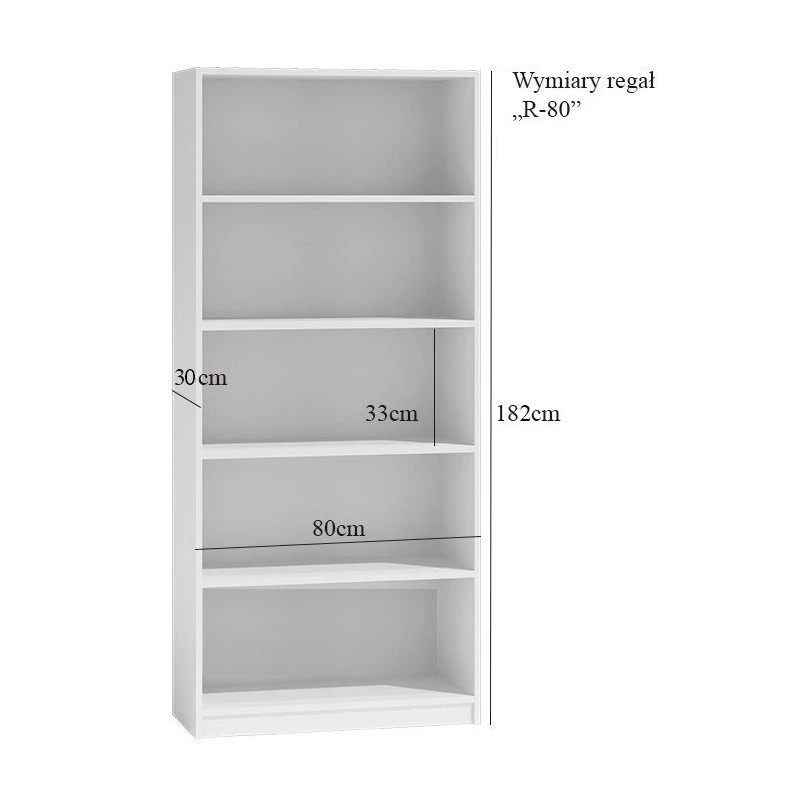 Biroja grāmatu skapis Top e shop R80 SONOMA ozola krāsā, 5 plaukti, 800×300×1820 mm