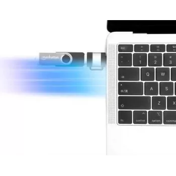 Manhattan 2 gabalu komplekts: USB-C uz USB-A un USB-A uz USB-C adapteri, vīriešu/sieviešu pārveidotāji, 5 Gbps (USB 3.2 Gen1 jeb USB 3.0), SuperSpeed USB, melns/sudrabs, mūža garantija