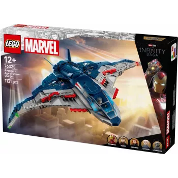 LEGO Quinjet konstrukcijas komplekts 76325 — Marvel, 1131 gab., 5 minifigūras, vecumam 12+, 280×450×300 mm
