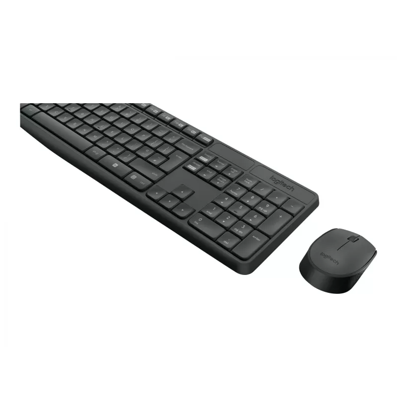 Logitech MK235 bezvadu tastatūras un peles komplekts, pilna izmēra, pelēks