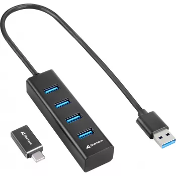 Sharkoon USB 3.2 Gen 1 Type-C Hub 5000 Mbit/s Melns