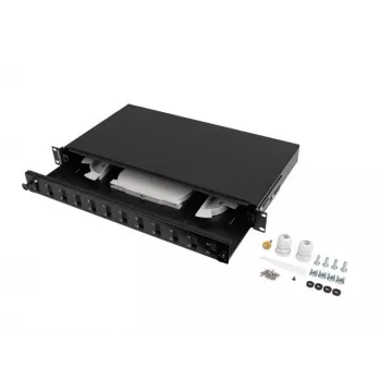 Patch Panel Lanberg FOP1-12SD-LQB 1U Tērauds Melns Rack Montāžai