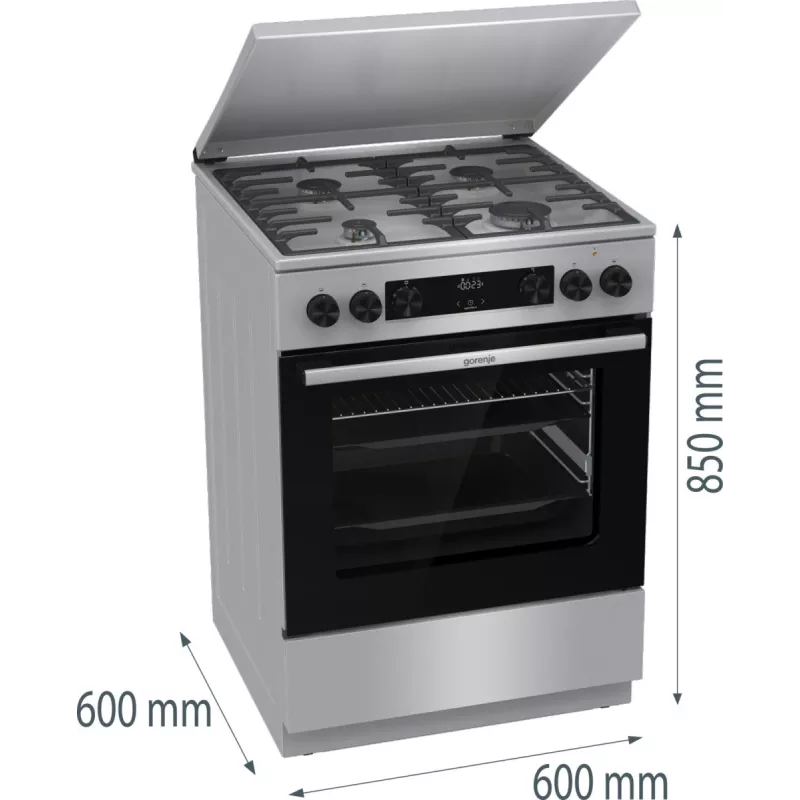 Gorenje GKS6C71XF Brīvi stāvoša plīts ar cepeškrāsni Sudraba