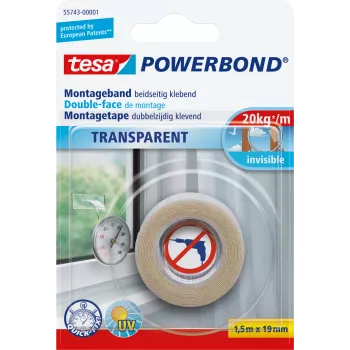 Montāžas lente Tesa Powerbond TRANSPARENT 1.5m 19mm