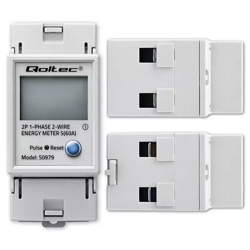 Enerģijas skaitītājs QOLTEC Vienfāzes DIN-sliežu 230V (50979)