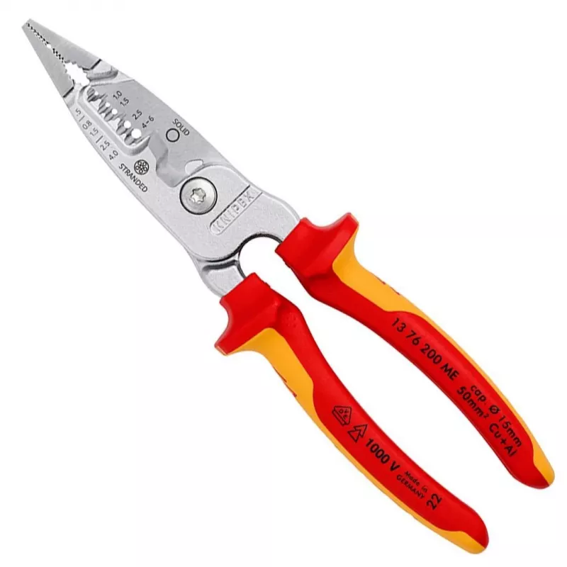 Kabeļu noņēmējs Knipex 13 76 200 ME 6 mm noņemšanas jauda Sarkans Nerūsējošais tērauds Dzeltens