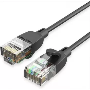 Tīkla kabelis Vention IBIBG Cat6A UTP plāns lēcienkabelis, 1,5 m, melns