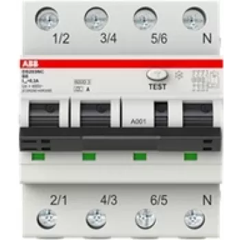 ABB DS203NCA-C32/03P+N DS203NC C32 A30 RCBO Slēdzis - 3P+N, 32A, C raksturlīkne, 30mA, 55°C (2CSR256140R1324)