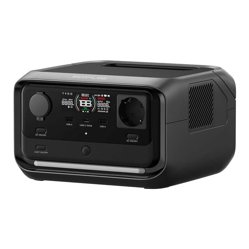 Pārnēsājama spēkstacija EcoFlow River 3 Plus — LiFePO4 286Wh, AC un USB izejas, saules/auto lādēšana