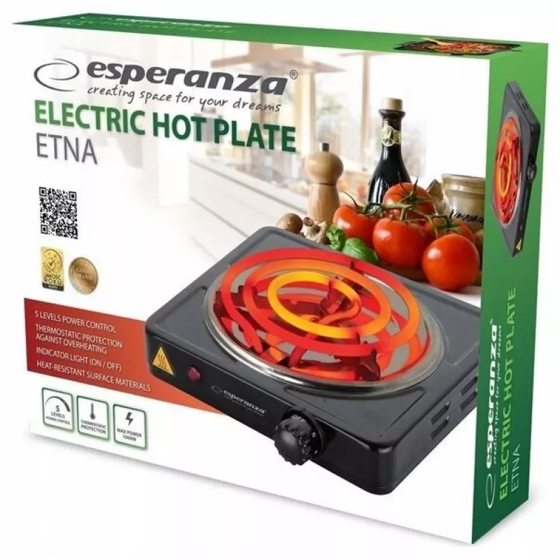 Esperanza EKH012K melnā galda plīts 21 cm 1 zona