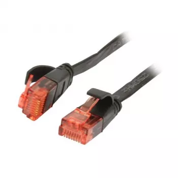 Patch kabelis RJ45 CAT6 250MHz 10m melns UTP plakans PVC Synergy 21