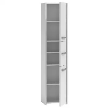 Brīvi stāvošs vannas istabas skapis Top e shop S43 BIEL — 6 plaukti, 400×300×1700 mm, balts