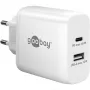 USB-C Dual-Fast lādētājs, PD, GaN, 65 W (Balts, 1x USB-C, 1x USB-A, Power Delivery)