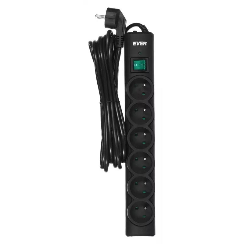 Ever Optima 5m Melns 6 AC kontaktligzdas 250 V