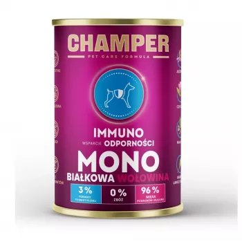 CHAMPER Immuno Monoprotein liellopu gaļa - mitrā suņu barība - 400g