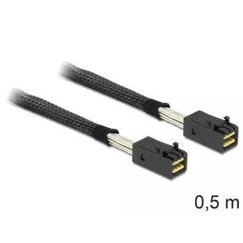 Delock iekšējais SAS kabelis - SAS 6Gbit/s - 4x Mini SAS HD (SFF-8643) uz 4x Mini SAS HD (SFF-8643) - 50 cm - saderīgs ar: 62703, 62704