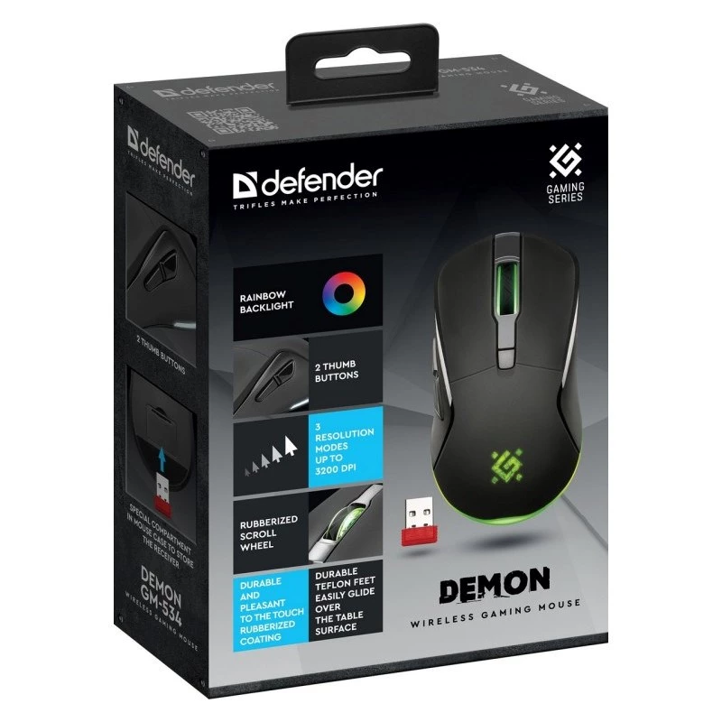 Defender Demon GM-534 RF bezvadu pele spēlēm, 3200 DPI, 6 pogas