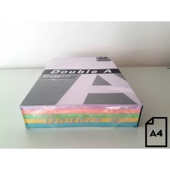 Krāsainais papīrs Double A, 80g, A4, 100 loksnes, Rainbow 3, 5 krāsas