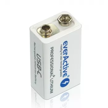 Uzlādējams akumulators everActive 6F22/9V Li-ion 550 mAh ar USB TYPE C