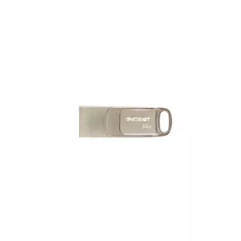 USB zibatmiņa PATRIOT PS64GT560DS5D 64GB USB 3.2 (USB-A & USB-C), grozāms cinka-sakausējuma korpuss, sudraba