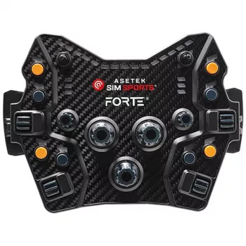 Pogu panelis Asetek SimSports Forte GT — kompakts sacīkšu vadības bloks ar konfigurējamām pogām un rotācijas kodētājiem