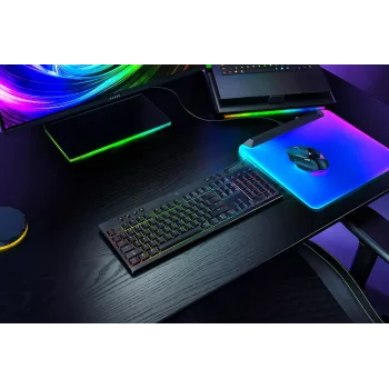 Spēļu tastatūra Razer BlackWidow V4 Low-profile Wireless — zema profila mehāniskie taustiņi, Bluetooth un 2.4 GHz