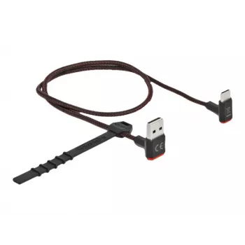 USB kabelis DeLOCK EASY-USB 2.0 Type-A vīrišķais uz Type-C vīrišķais leņķa 0,5m melns