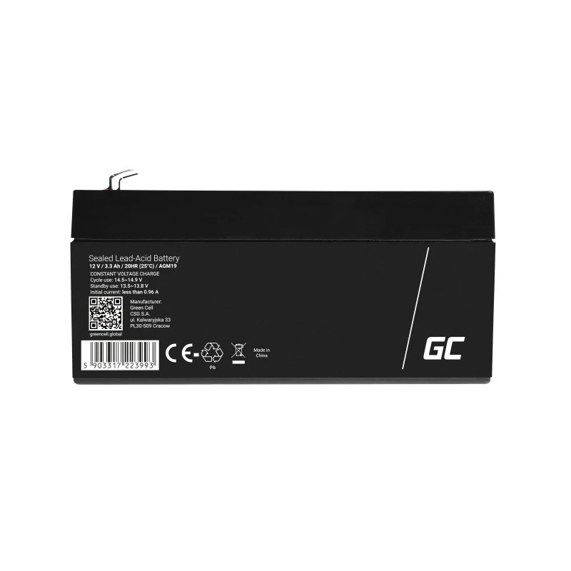 Green Cell AGM19 UPS akumulators Slēgts svina-skābes 12 V 3.3 Ah