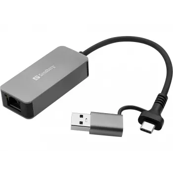 SANDBERG 136-68 USB-C/A adapteris ar 2.5 GbE RJ45 Ethernet portu