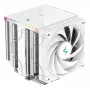 Gaisa dzesētājs DeepCool AK620 Digital SE White — divi 120 mm ventilatori, 6 siltuma caurules, PWM, LGA 1700 atbalsts, iebūvēts displejs