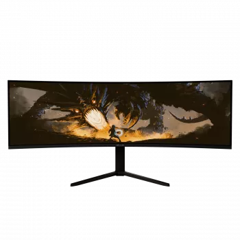 Arozzi Nova 49 collu izliekts LED monitors — 5120 x 1440 Dual QHD, VA panelis, 4 ms, USB centrmezgls, VESA