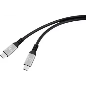 Renkforce USB-C USB4 kabelis, melns, alumīnija spraudnis (RF-6805036)
