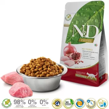 FARMINA N&D Prime Neutered Chicken&Pomegranate Adult - sausā barība kaķiem - 5 kg
