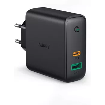 Aukey PA-D3 sienas lādētājs 2xUSB Power Delivery (1xUSB + 1xUSB-C) 5.4A 60W Dynamic Detect