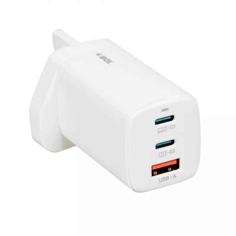 iBOX C-65 White, GaN 65W universāls lādētājs UK spraudnis