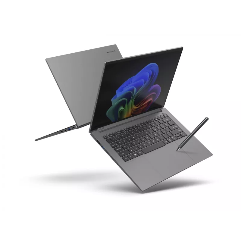 Portatīvais dators Acer Swift X 14 AI SFX14-61G — AMD Ryzen AI 9 365 2 GHz, GeForce RTX 5070, 32 GB RAM, 1.024 TB NVMe SSD (2× QLC), 14,5 collu 180° eņģe, Windows 11 Home
