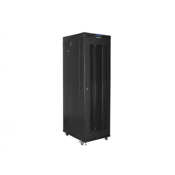 Grīdas statīva tīkla skapis 19 inch 42U 800x800 mm Melns Perforētas durvis ar LCD Lanberg (plakanā iepakojumā)