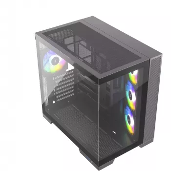 Silentware View A-RGB Black PC korpuss VIEWBLACK — vidējais tornis ar A-RGB apgaismojumu